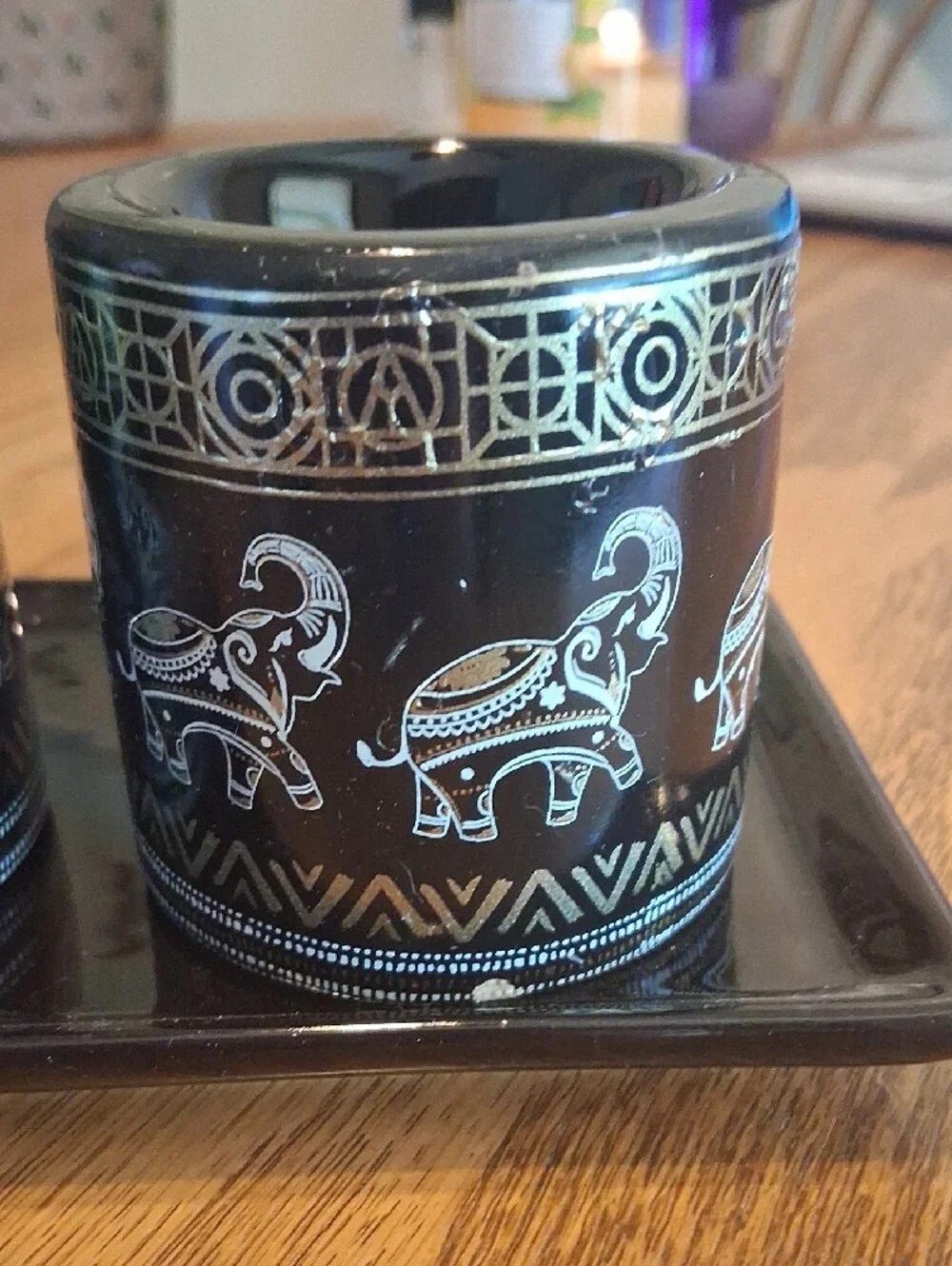 Black Elephant Accent Tea Light Holder Set - 3-Piece